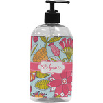 Wild Flowers Plastic Soap / Lotion Dispenser (16 oz - Large - Black) (Personalized)