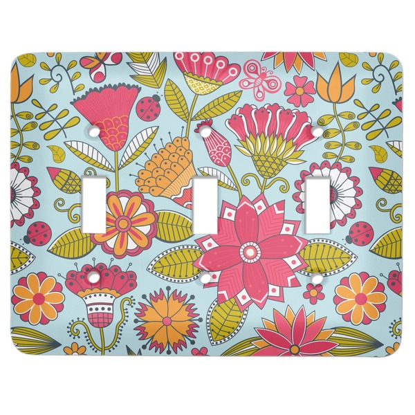 Custom Wild Flowers Light Switch Cover (3 Toggle Plate)
