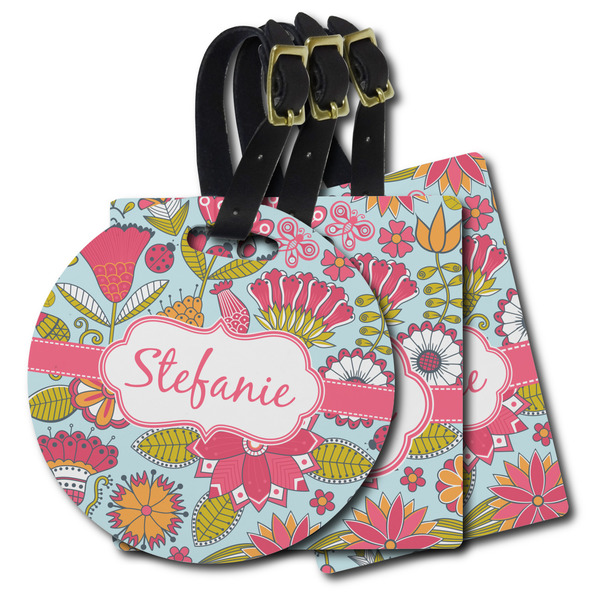 Custom Wild Flowers Plastic Luggage Tag (Personalized)