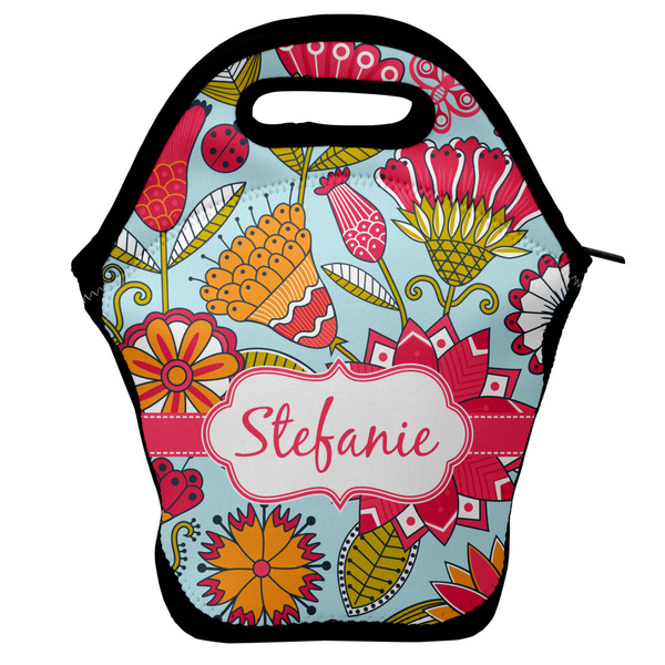 Custom Wild Flowers Lunch Bag w/ Name or Text