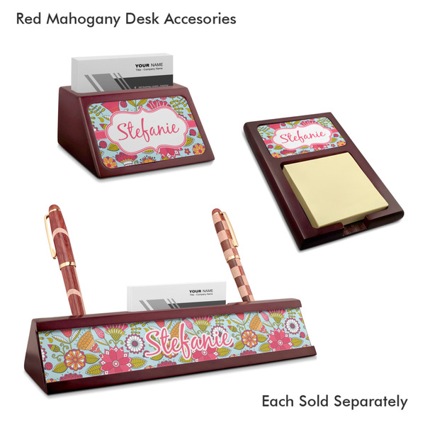 Wild Flowers Mahogany Desk Accessories
