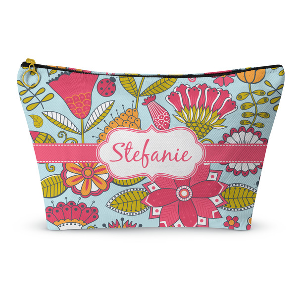 Custom Wild Flowers Makeup Bag - Large - 12.5"x7" (Personalized)