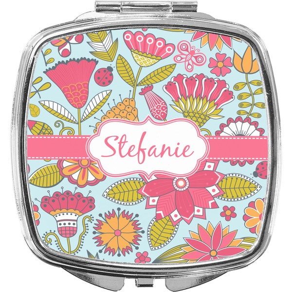 Custom Wild Flowers Compact Makeup Mirror (Personalized)