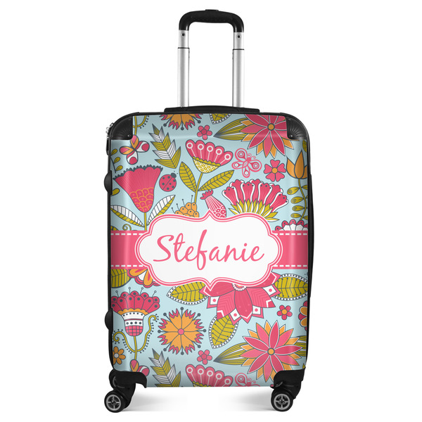 Custom Wild Flowers Suitcase - 24" Medium - Checked (Personalized)