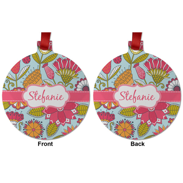 Wild Flowers Metal Ball Ornament - Front and Back
