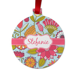 Wild Flowers Metal Ball Ornament - Double Sided w/ Name or Text