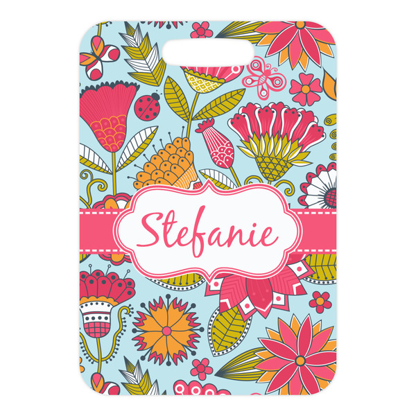 Wild Flowers Metal Luggage Tag - Front Without Strap
