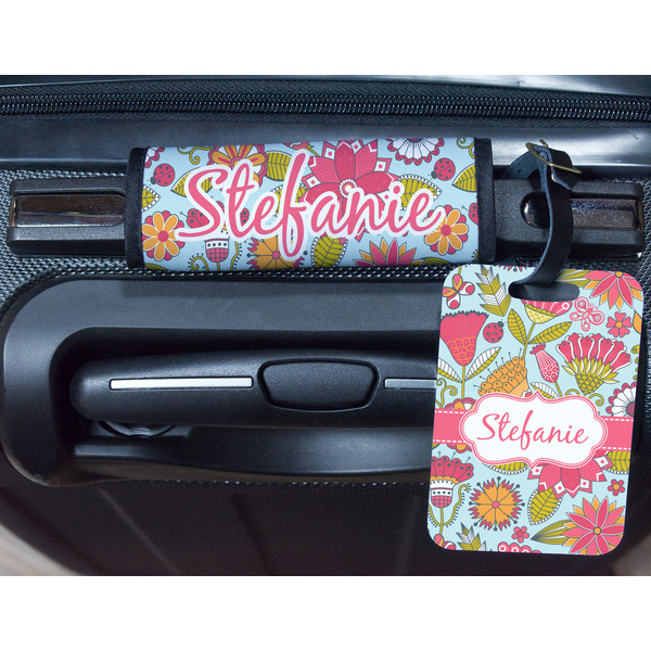 Wild Flowers Metal Luggage Tag & Handle Wrap - In Context