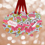 Wild Flowers Metal Ornaments - Double Sided w/ Name or Text
