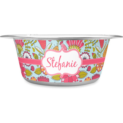 Wild Flowers Stainless Steel Dog Bowl - Large (Personalized)
