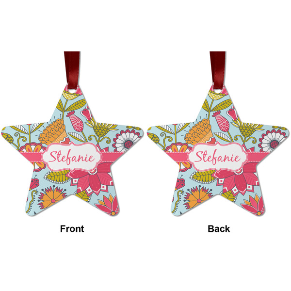 Wild Flowers Metal Star Ornament - Front and Back