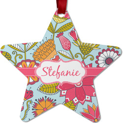 Wild Flowers Metal Star Ornament - Double Sided w/ Name or Text