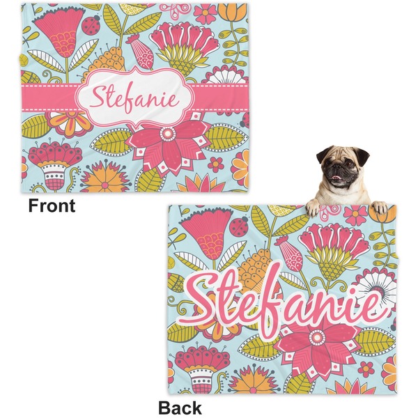 Wild Flowers Microfleece Dog Blanket - Large- Front & Back