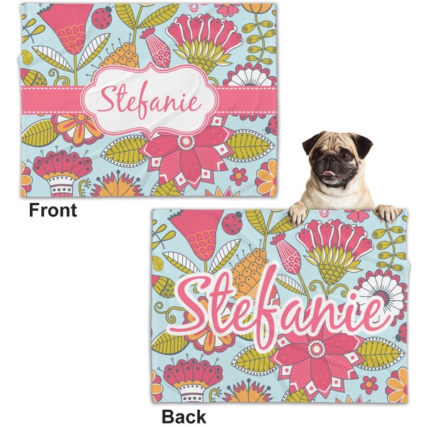 Wild Flowers Microfleece Dog Blanket - Regular - Front & Back