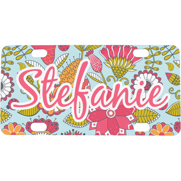 Custom Wild Flowers Mini / Bicycle License Plate (4 Holes) (Personalized)