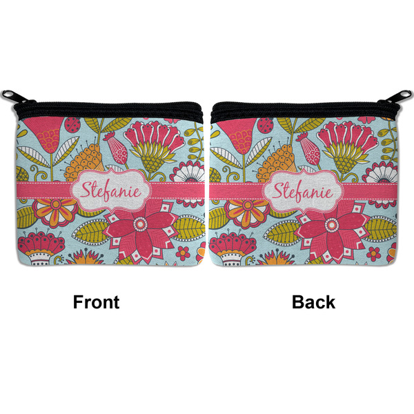 Wild Flowers Neoprene Coin Purse - Front & Back (APPROVAL)