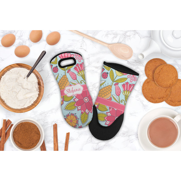 Wild Flowers Neoprene Oven Mitt - Lifestyle Image