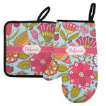Wild Flowers Left Oven Mitt & Pot Holder Set w/ Name or Text