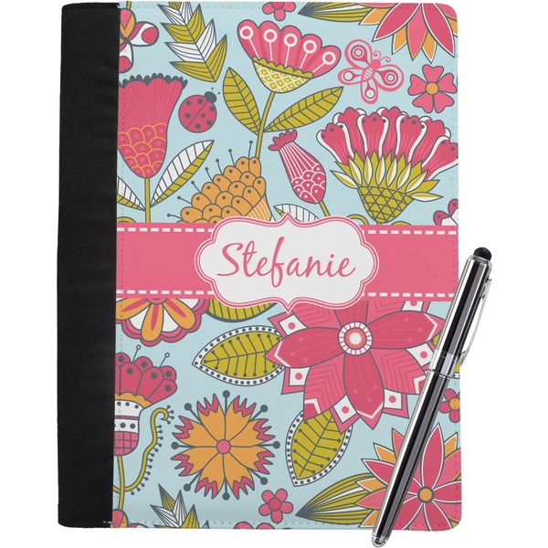 Custom Wild Flowers Notebook Padfolio - Large w/ Name or Text