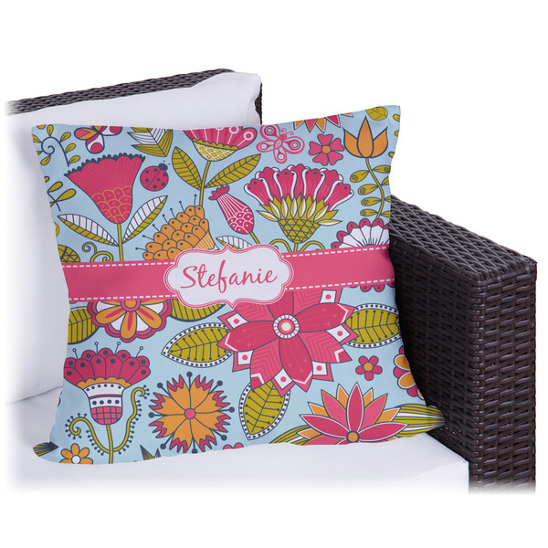 Custom Wild Flowers Outdoor Pillow - 18" (Personalized)