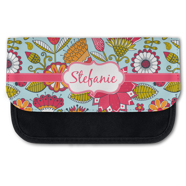 Custom Wild Flowers Canvas Pencil Case w/ Name or Text