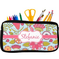 Wild Flowers Neoprene Pencil Case - Small w/ Name or Text