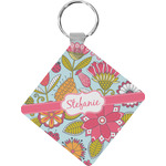 Wild Flowers Diamond Plastic Keychain w/ Name or Text