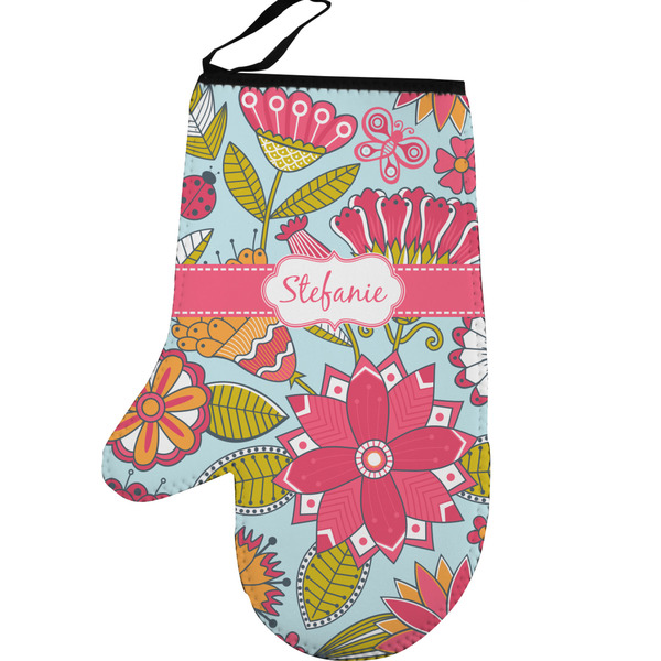 Wild Flowers Personalized Oven Mitt - Left