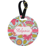 Wild Flowers Plastic Luggage Tag - Round (Personalized)