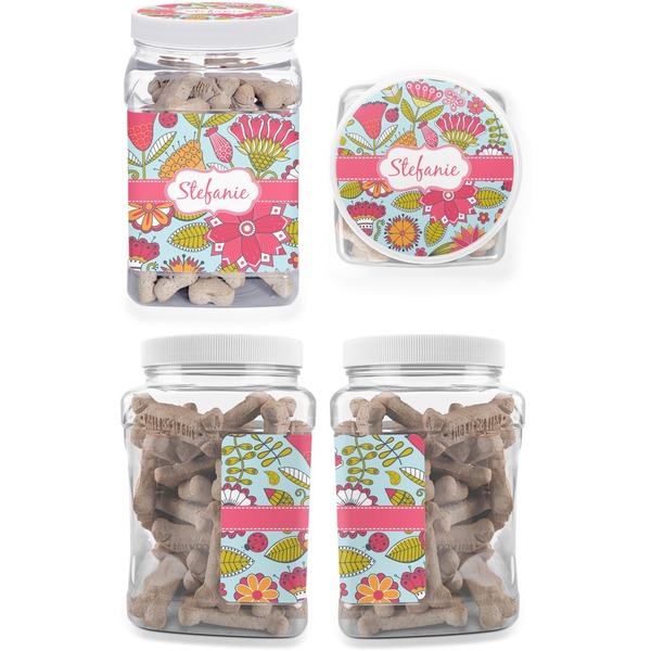 Wild Flowers Pet Treat Jar - Multiple Angles