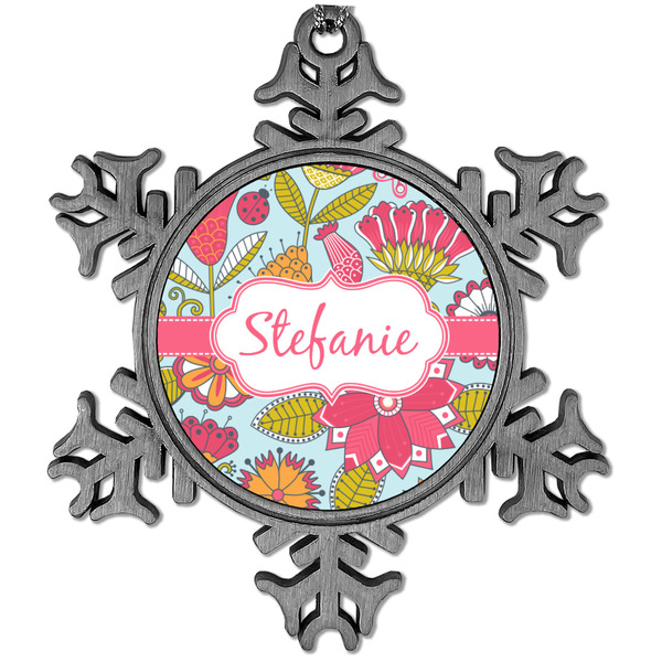 Custom Wild Flowers Vintage Snowflake Ornament (Personalized)