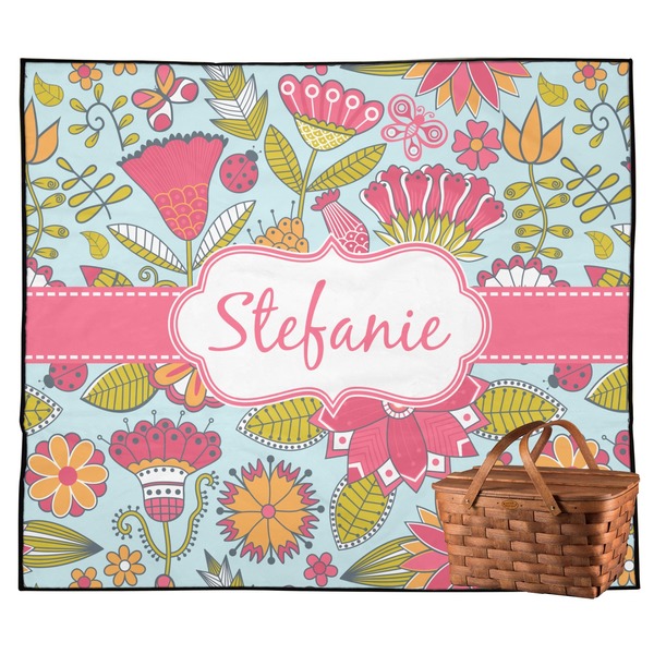 Custom Wild Flowers Outdoor Picnic Blanket (Personalized)