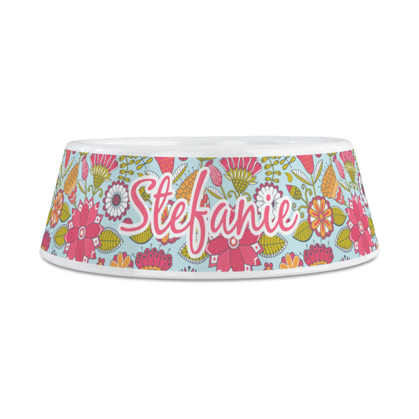 Wild Flowers Plastic Dog Bowls - Medium - FRONT