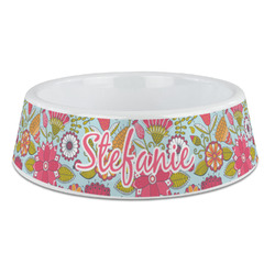 Wild Flowers Plastic Dog Bowl - Large (Personalized)