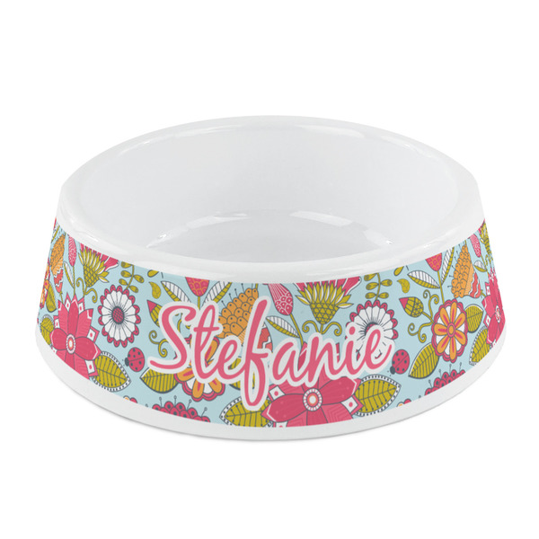 Custom Wild Flowers Plastic Dog Bowl - Small (Personalized)