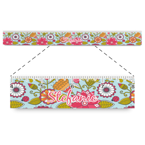 Custom Wild Flowers Plastic Ruler - 12" (Personalized)