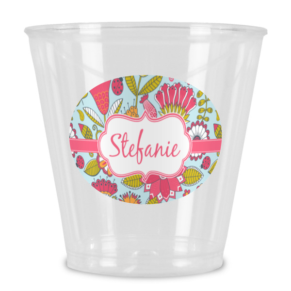 Custom Wild Flowers Plastic Shot Glass (Personalized)