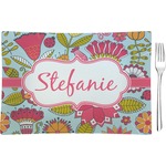 Wild Flowers Rectangular Glass Appetizer / Dessert Plate - Single or Set (Personalized)