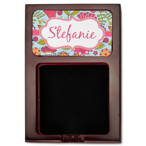 Wild Flowers Red Mahogany Sticky Note Holder - Flat