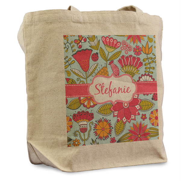 Custom Wild Flowers Reusable Cotton Grocery Bag (Personalized)