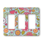 Wild Flowers Rocker Style Light Switch Cover - Three Switch
