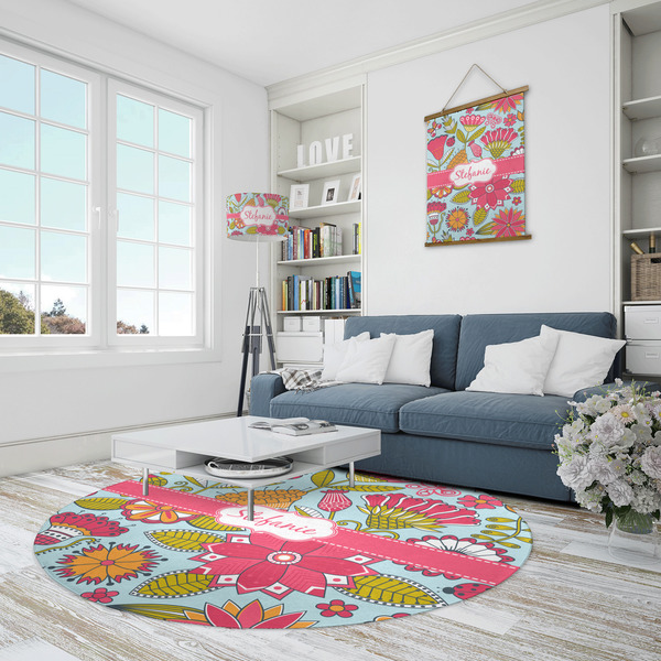 Wild Flowers Round Area Rug - IN CONTEXT