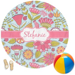 Wild Flowers Round Beach Towel (Personalized)