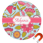 Wild Flowers Round Car Magnet - 6" (Personalized)