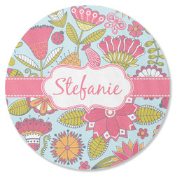 Wild Flowers Round Rubber Backed Coaster (Personalized)