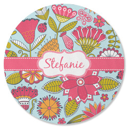 Wild Flowers Round Rubber Backed Coaster (Personalized)