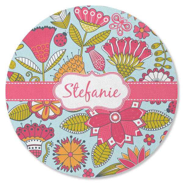 Wild Flowers Round Coaster Rubber Back - Single