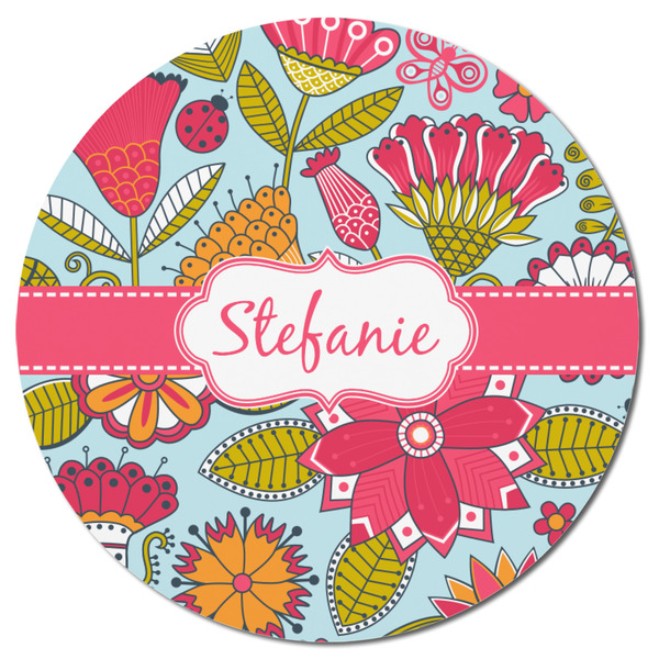 Wild Flowers Round Fridge Magnet - FRONT
