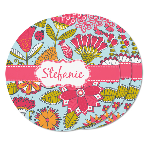 Wild Flowers Round Fridge Magnet - THREE