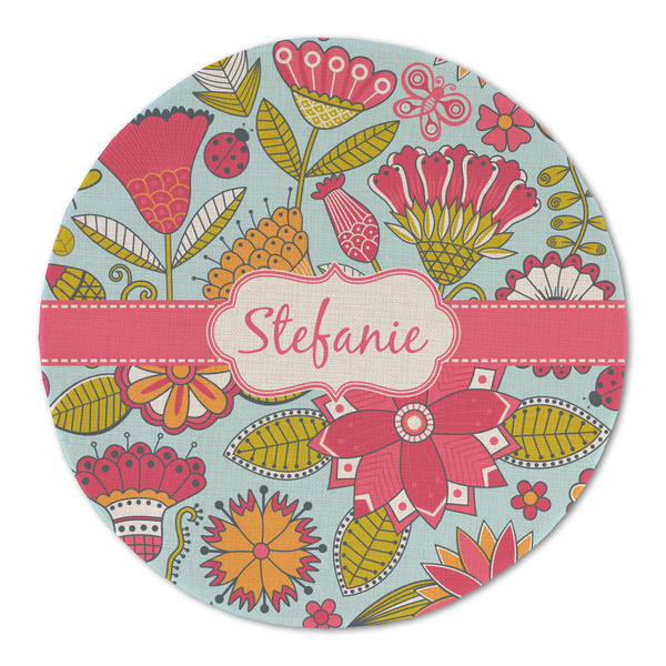 Custom Wild Flowers Round Linen Placemat (Personalized)